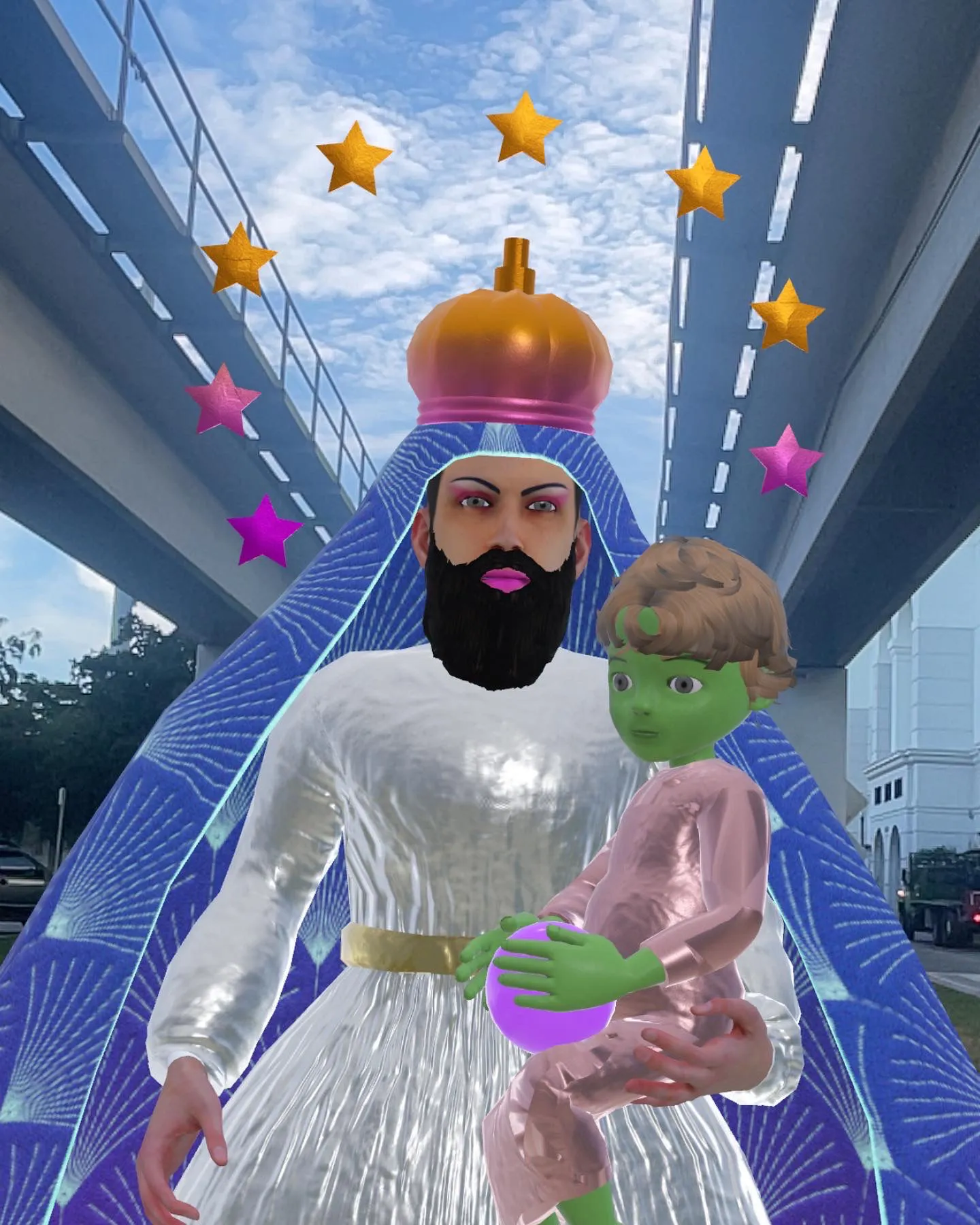 Dragvatar, an AR object of an artwork activated on a street