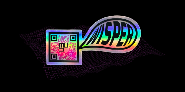 Wisper logo over a glb of a crater with a grid texture