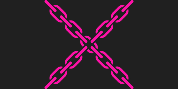 Pink chains crossing in a black background, MUDAO icon